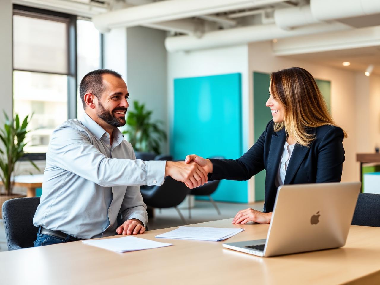 Franqueado em reunião comercial em coworking