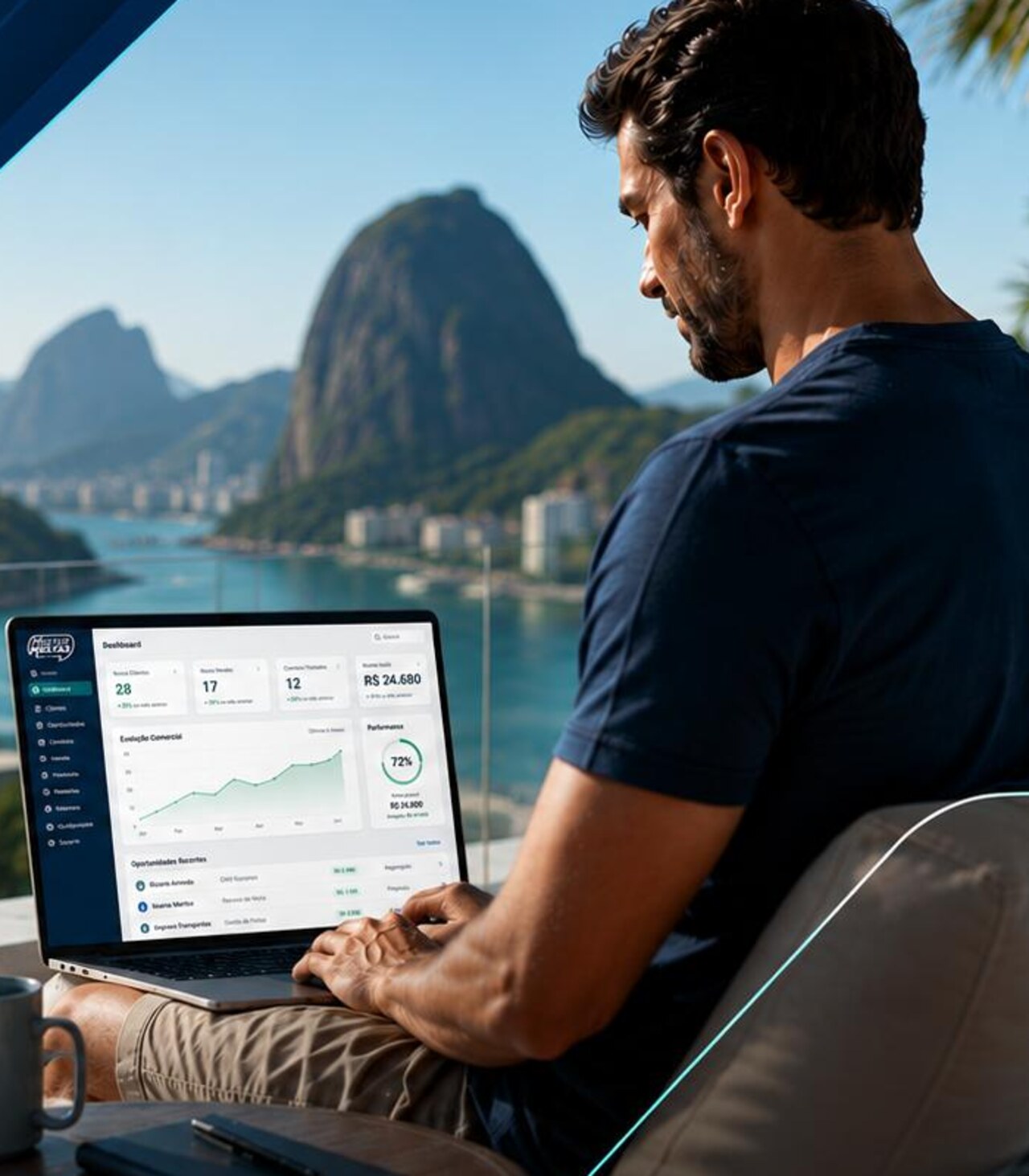 Franqueado acompanhando o faturamento da unidade pelo notebook